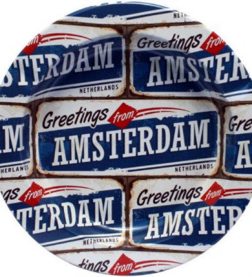 achat cbd Cendrier en métal Amsterdam plaque bleu