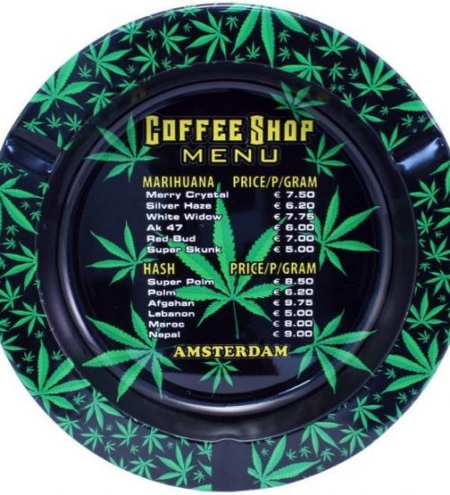 achat cbd Cendrier en métal Amsterdam Coffeeshop Menu